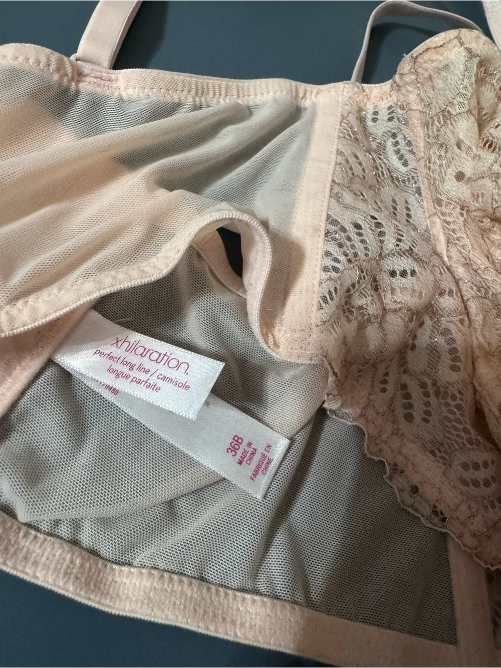 Xhilaration Lace Longline Bralette in Light Pink
